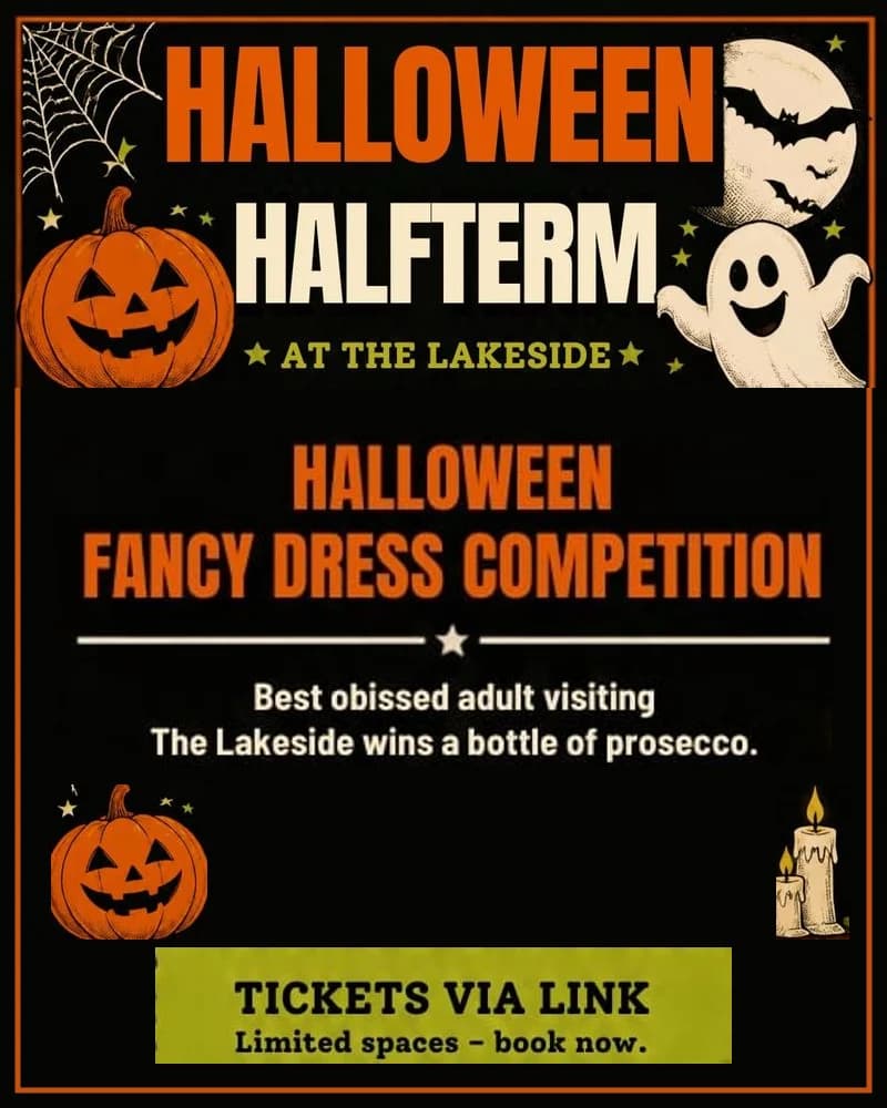 Halloween Fancy Dress Competition at The Lakeside: the best dressed adult visiting wins a bottle of prosecco